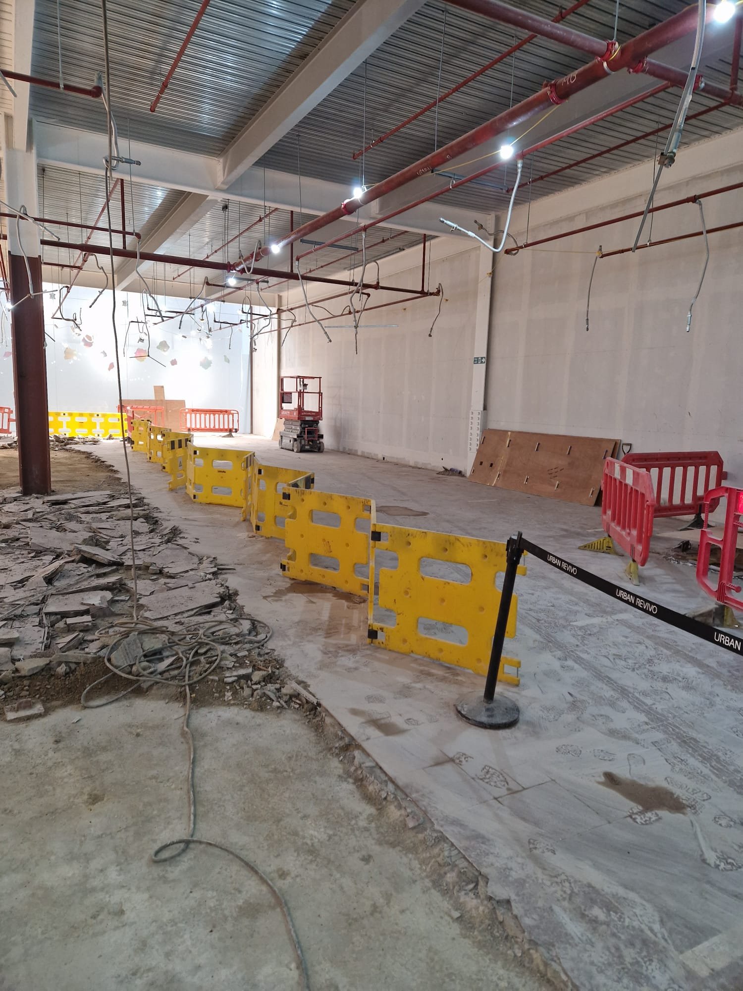 Concrete slab cut and tile removal works